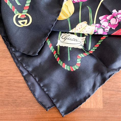 gucci silk scarf black|Gucci silk scarf sale.